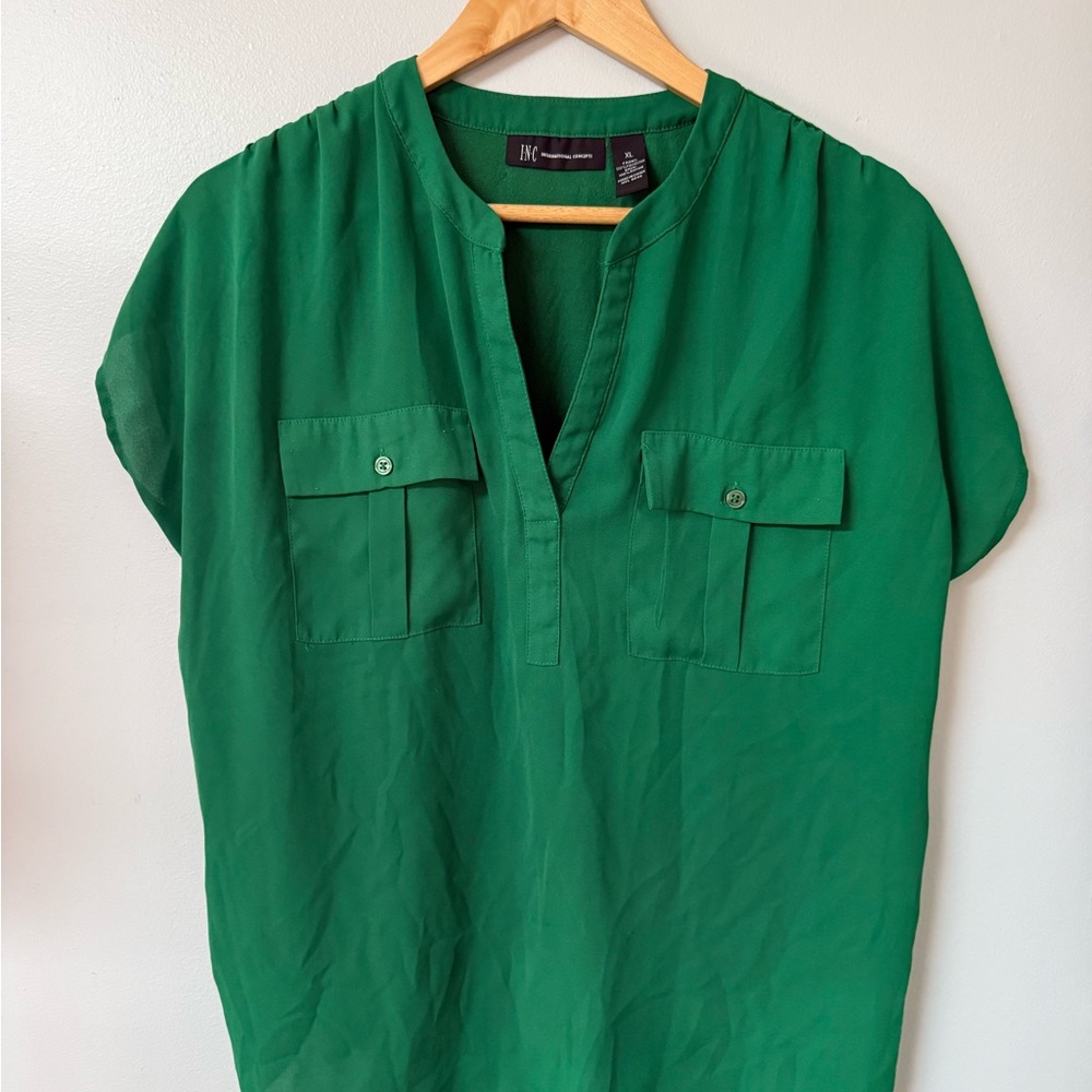 INC International Concepts Green Blouse